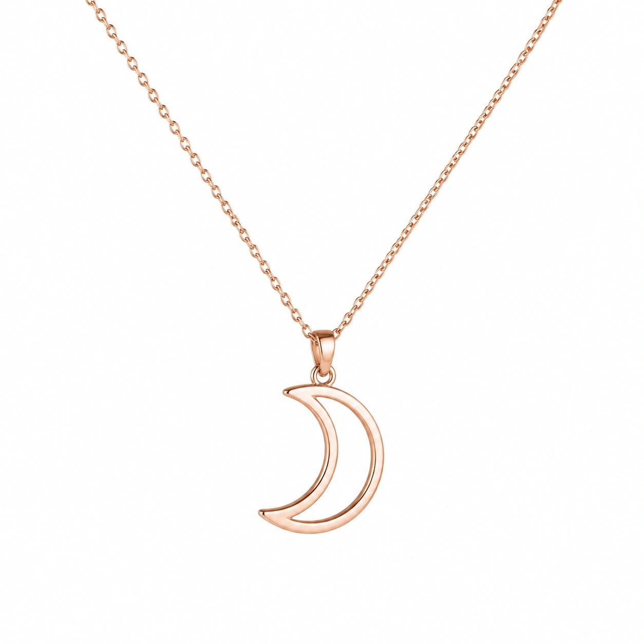 Minimalistische Mond Halskette Roségold 45cm-ecolivio