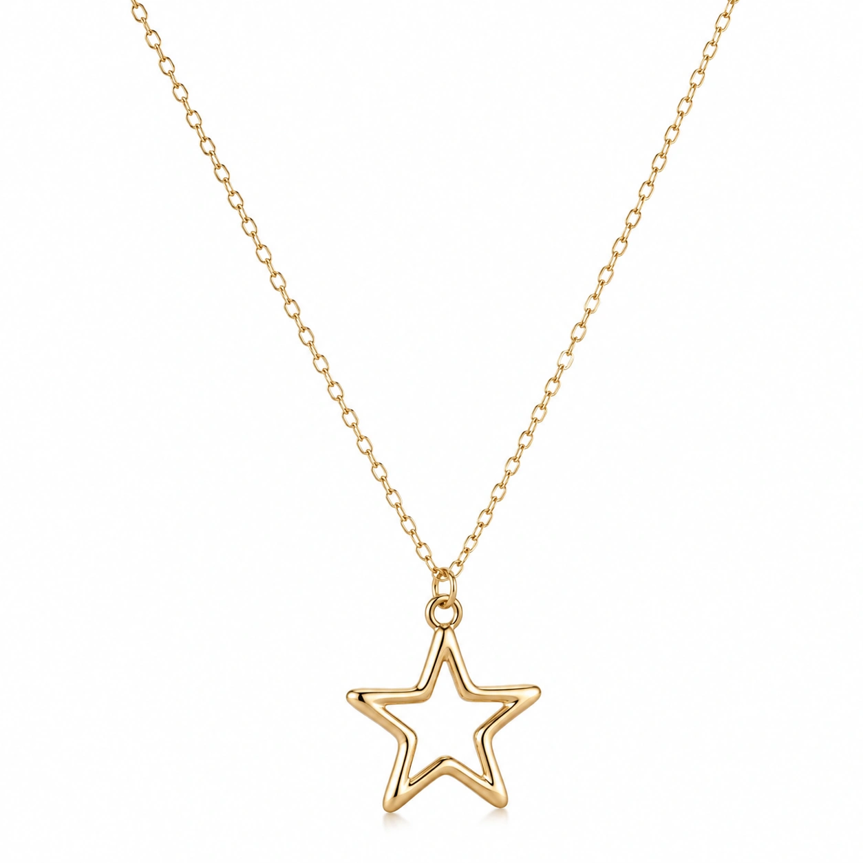 Stilvolle Goldene Halskette mit Sternanhänger 45 cm-ecolivio