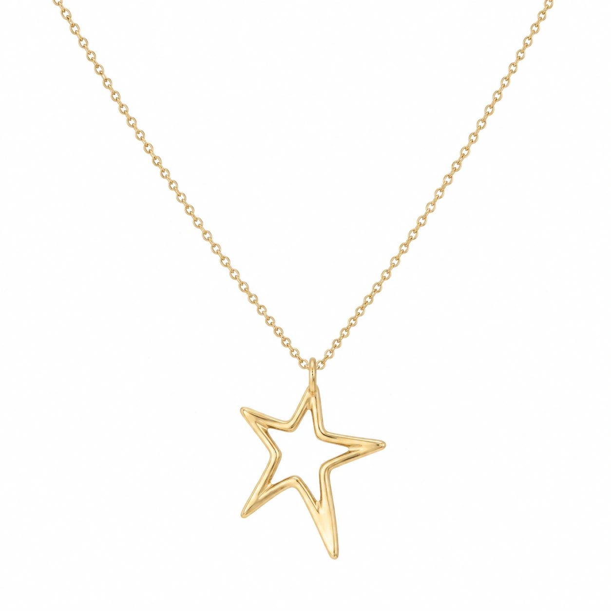 Elegante Goldene Halskette mit offenem Sternanhänger, 45 cm-ecolivio