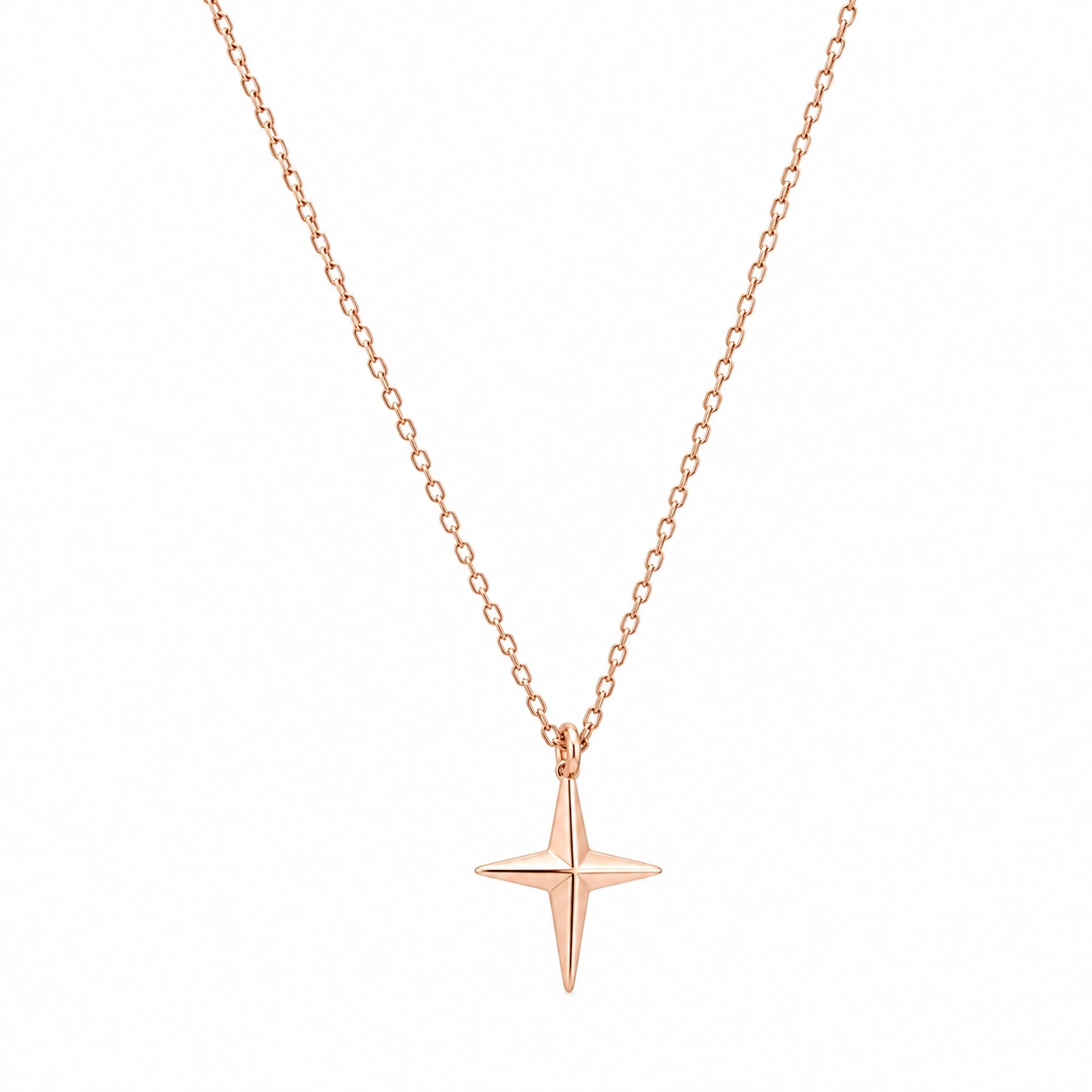 Minimalistische Roségold Halskette mit Sternanhänger, 45cm-ecolivio