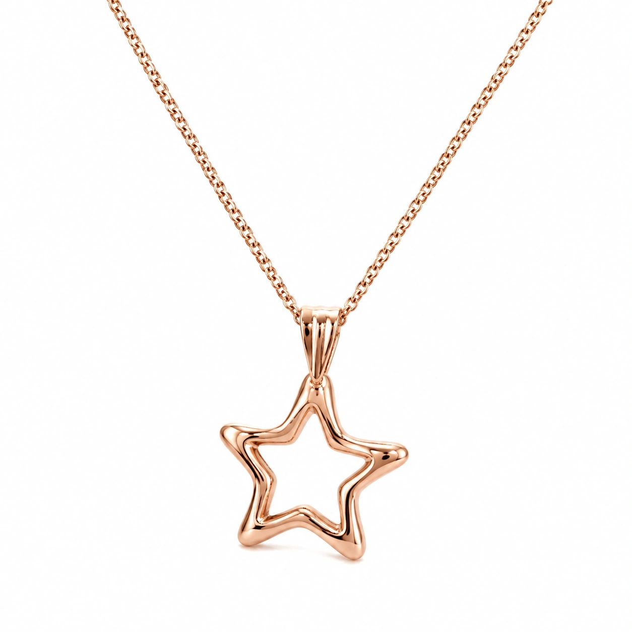 Roségold Sternanhänger Halskette 45 cm-ecolivio