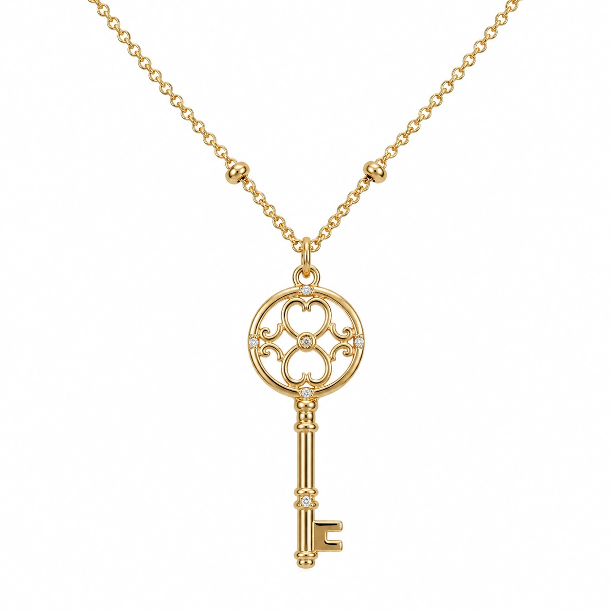 Elegante Halskette mit Schlüsselanhänger aus Gold, 45 cm-ecolivio