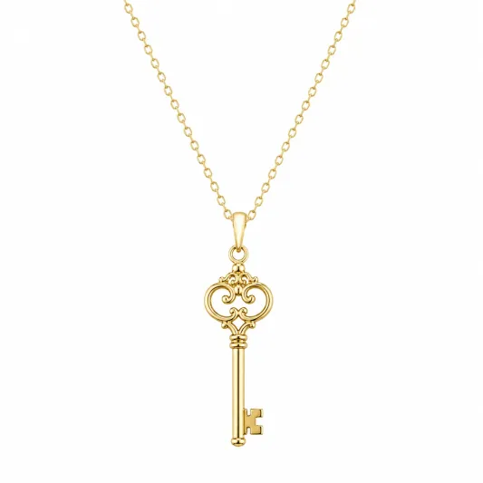 Elegante Goldene Schlüssel Halskette mit Anhänger-ecolivio