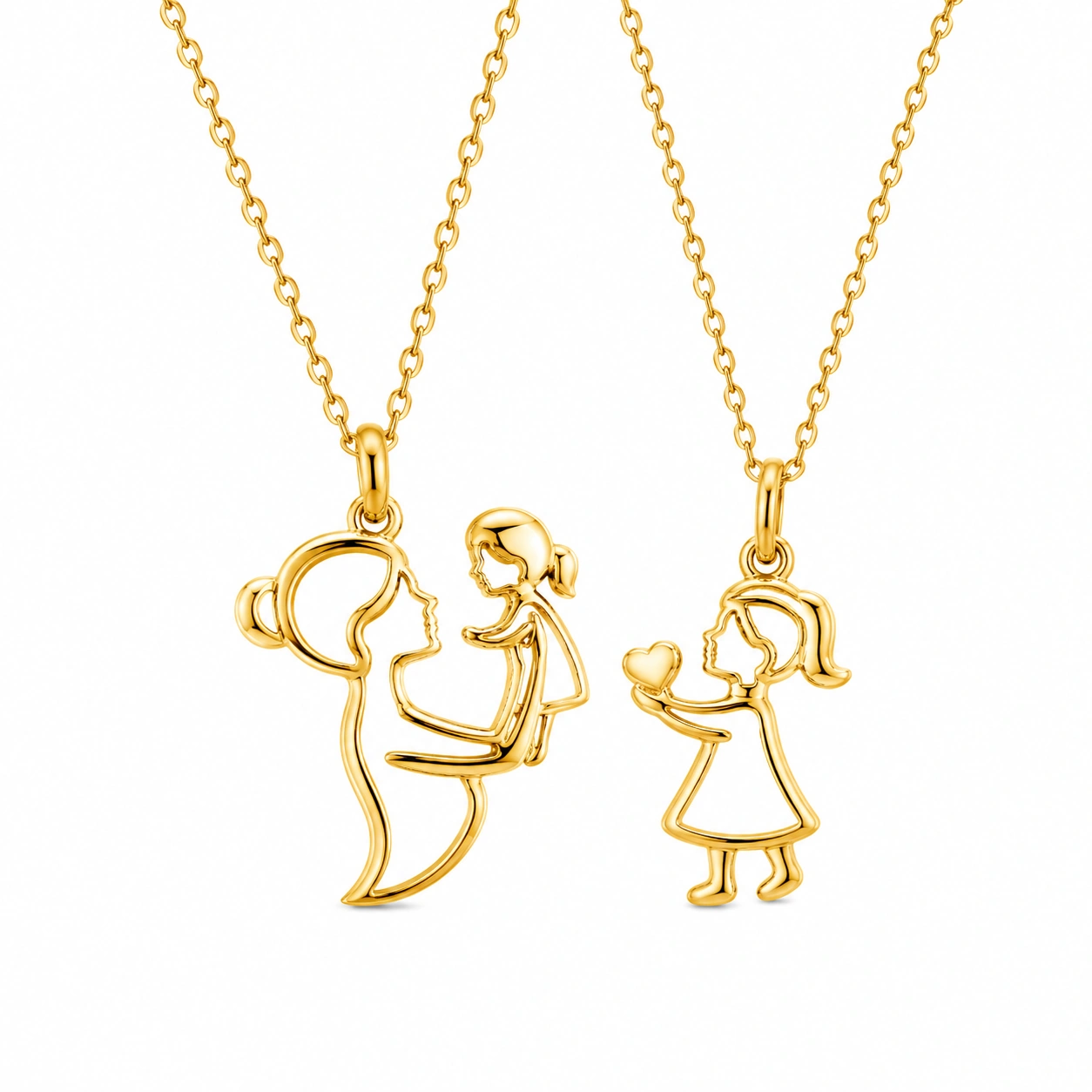 Goldenes Mutter-Tochter Halsketten-Set-ecolivio