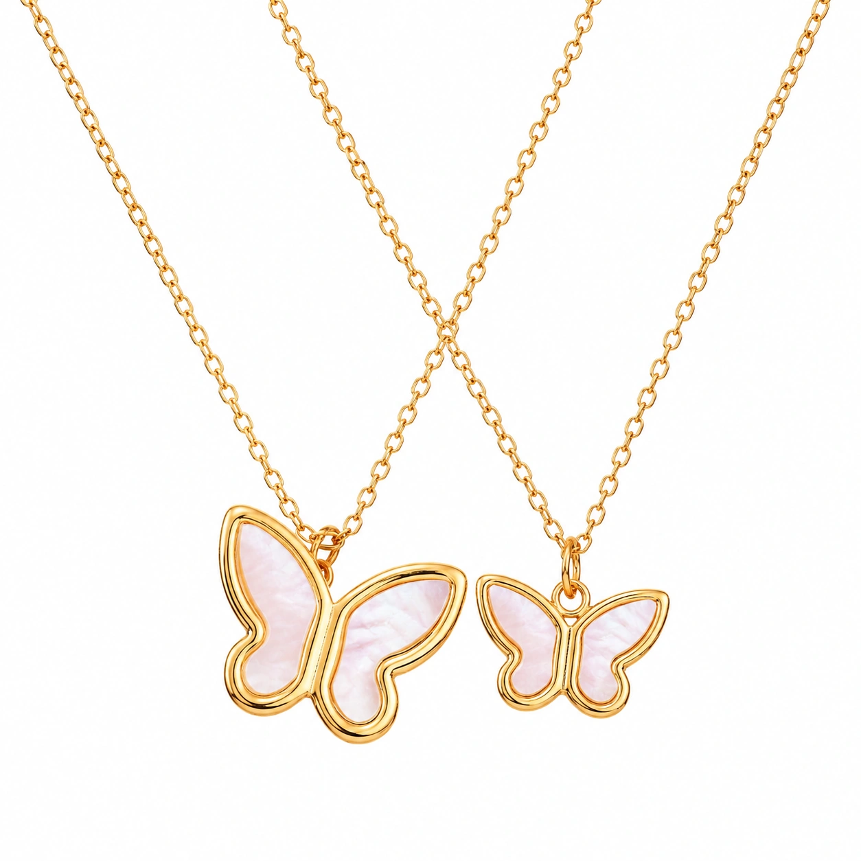Schmetterling Halskette Gold mit Perlmutt Mutter Tochter Design-ecolivio