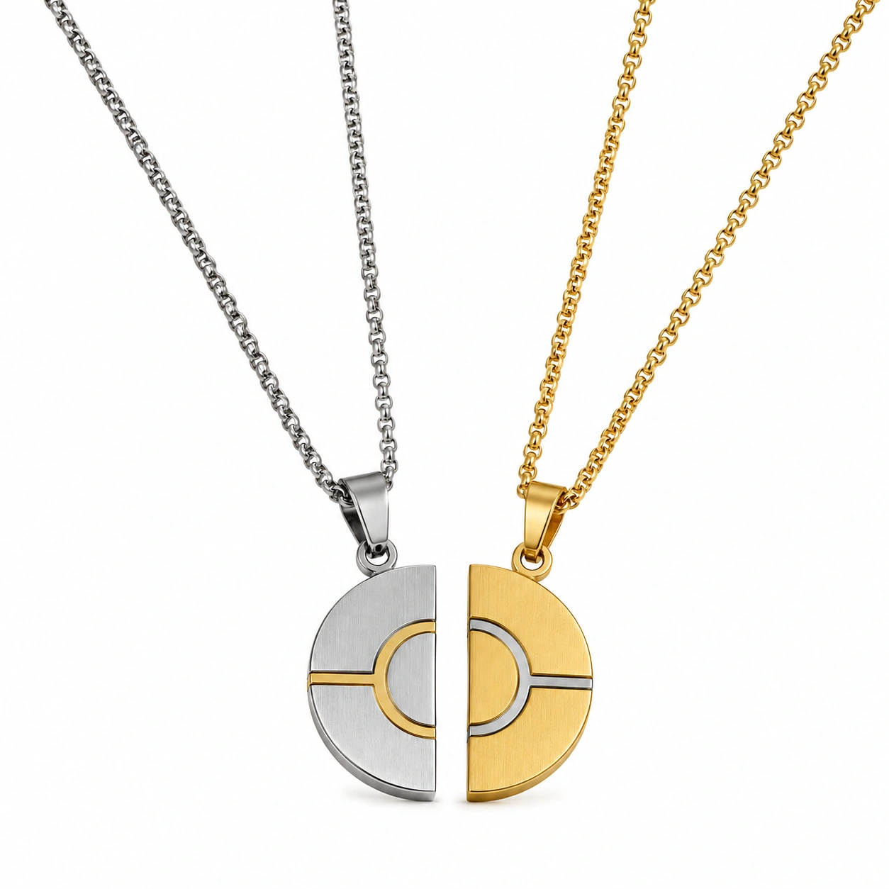 Partner Halskette Set Gold Silber Anhänger-ecolivio