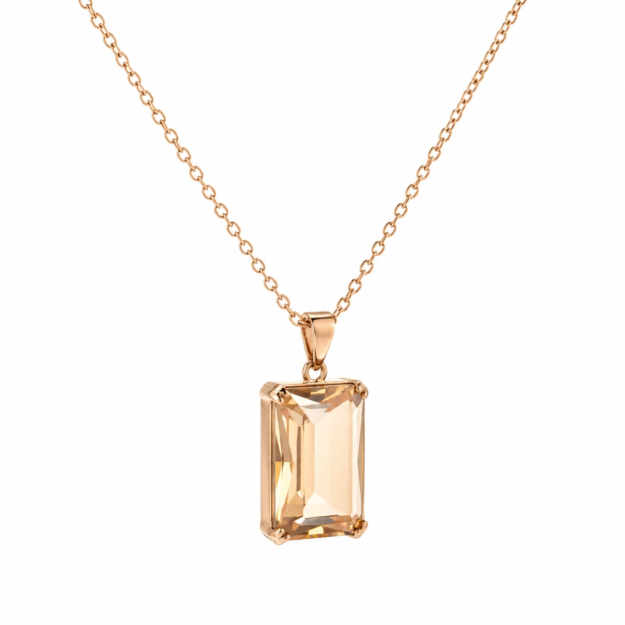 Halskette mit Rechteckigem Anhänger in Roségold mit Zirkonia-ecolivio