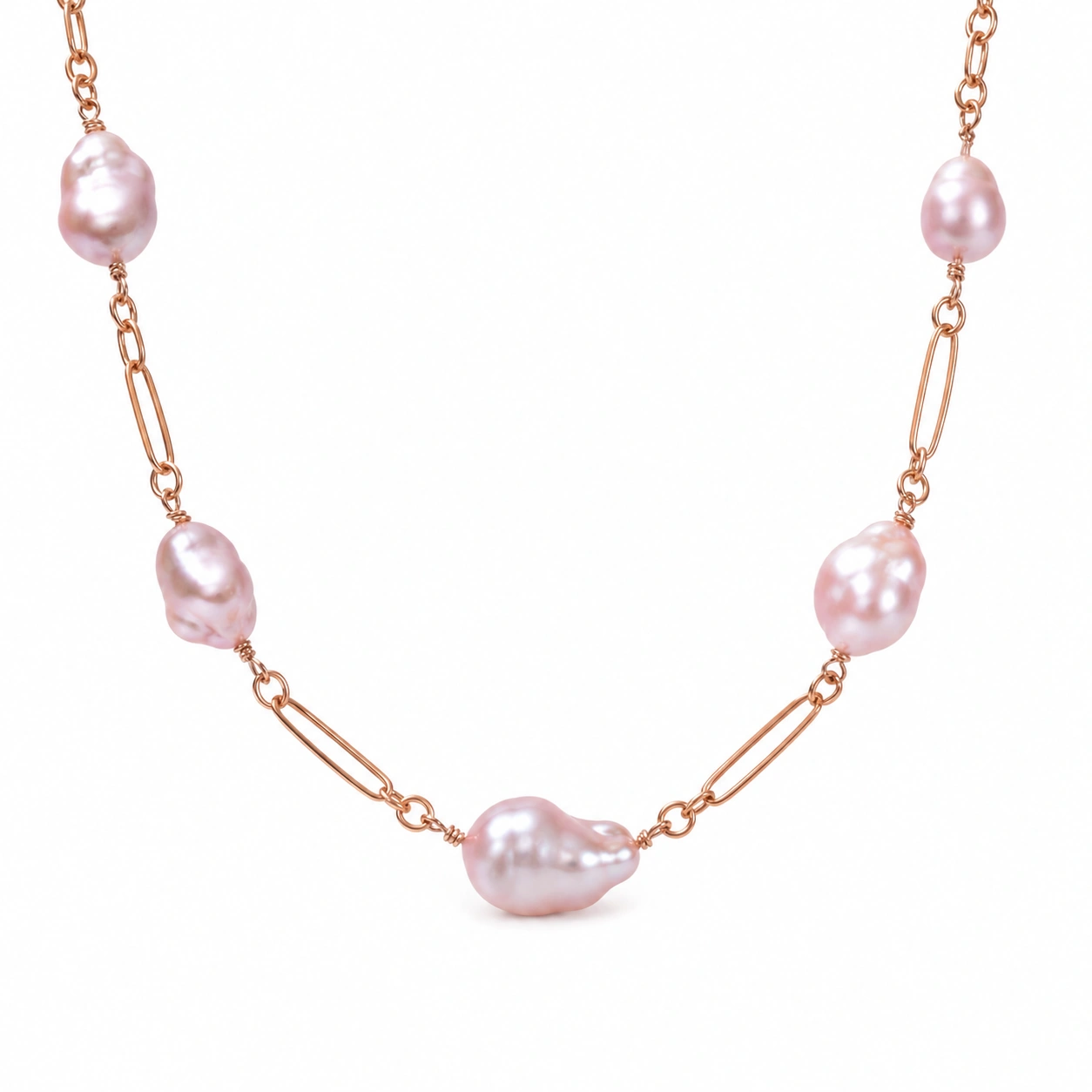 Barockperlen Halskette Roségold Rosa 50cm-ecolivio
