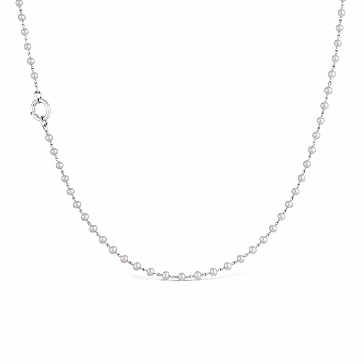 Elegante Silberkette mit Perlen 45 cm-ecolivio