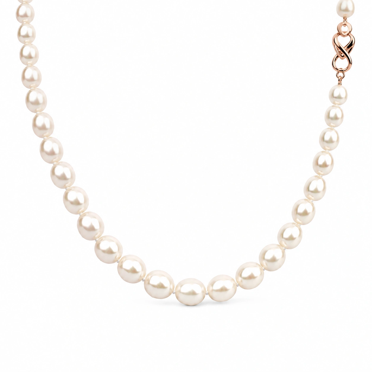 Weiße Perlenkette mit Roségoldverschluss 42 cm-ecolivio