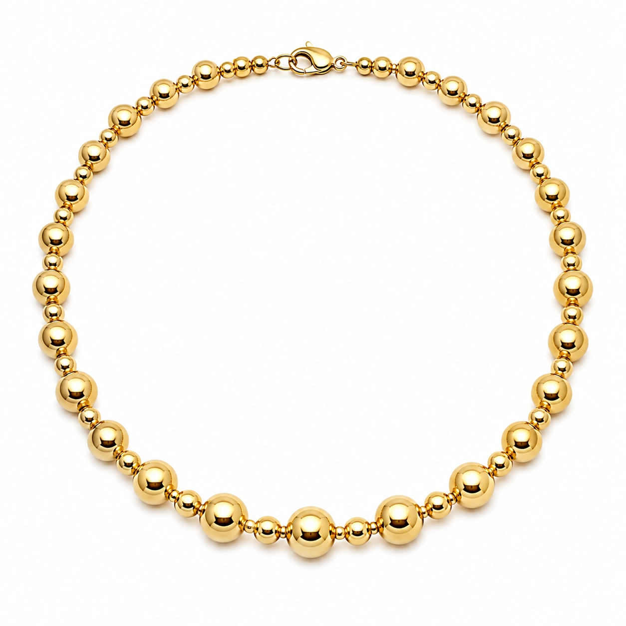 Goldene Kugelhalskette, 45 cm, Karabinerverschluss-ecolivio