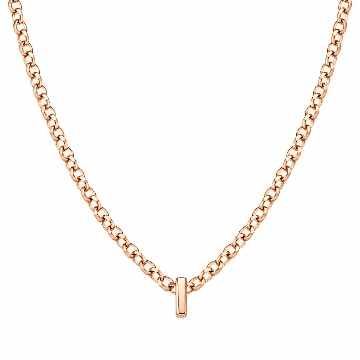 Elegante Roségoldene Halskette mit Gliederdesign und Anhänger 45cm-ecolivio
