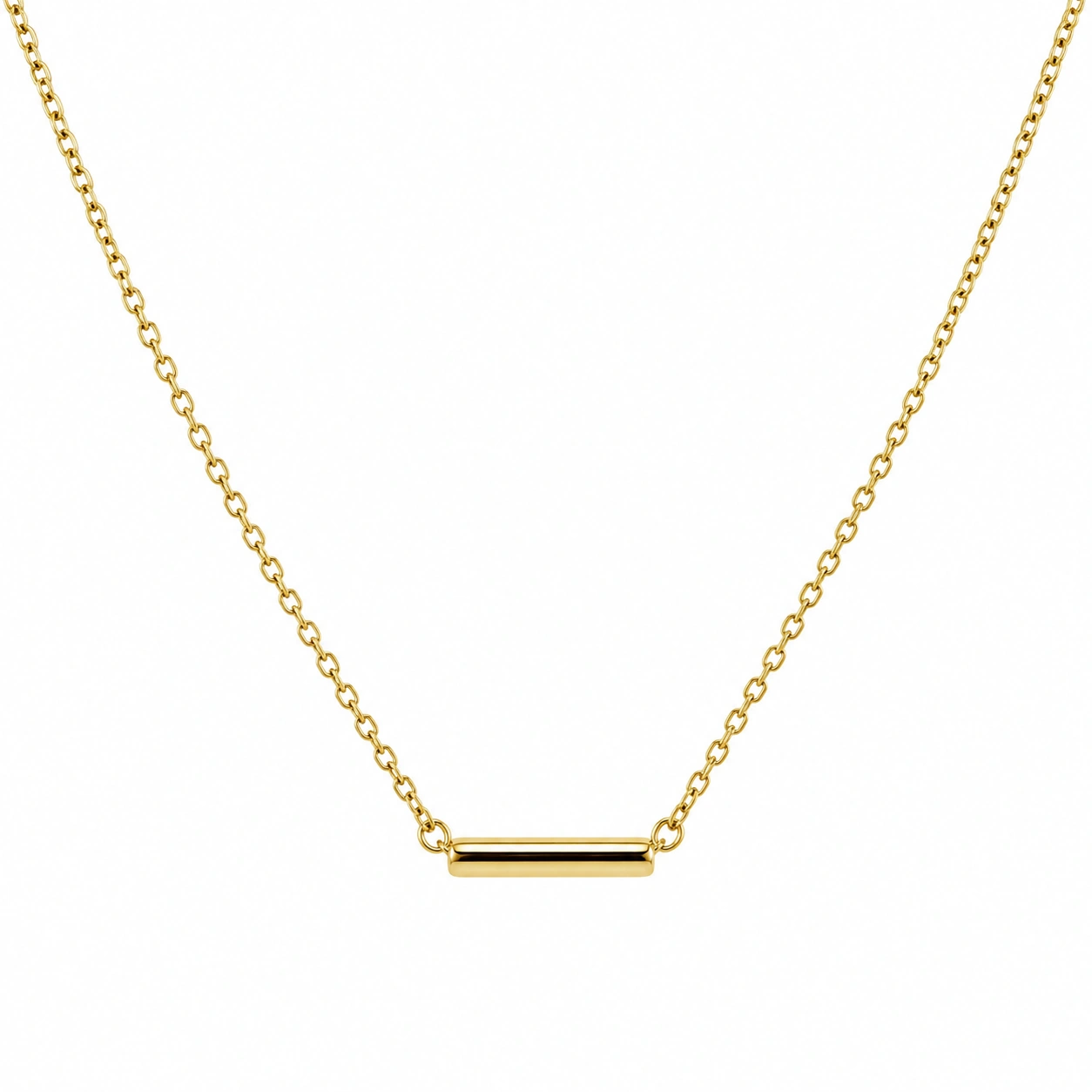 Goldene Halskette mit Rechteckigem Anhänger, Verstellbar, 45 cm-ecolivio