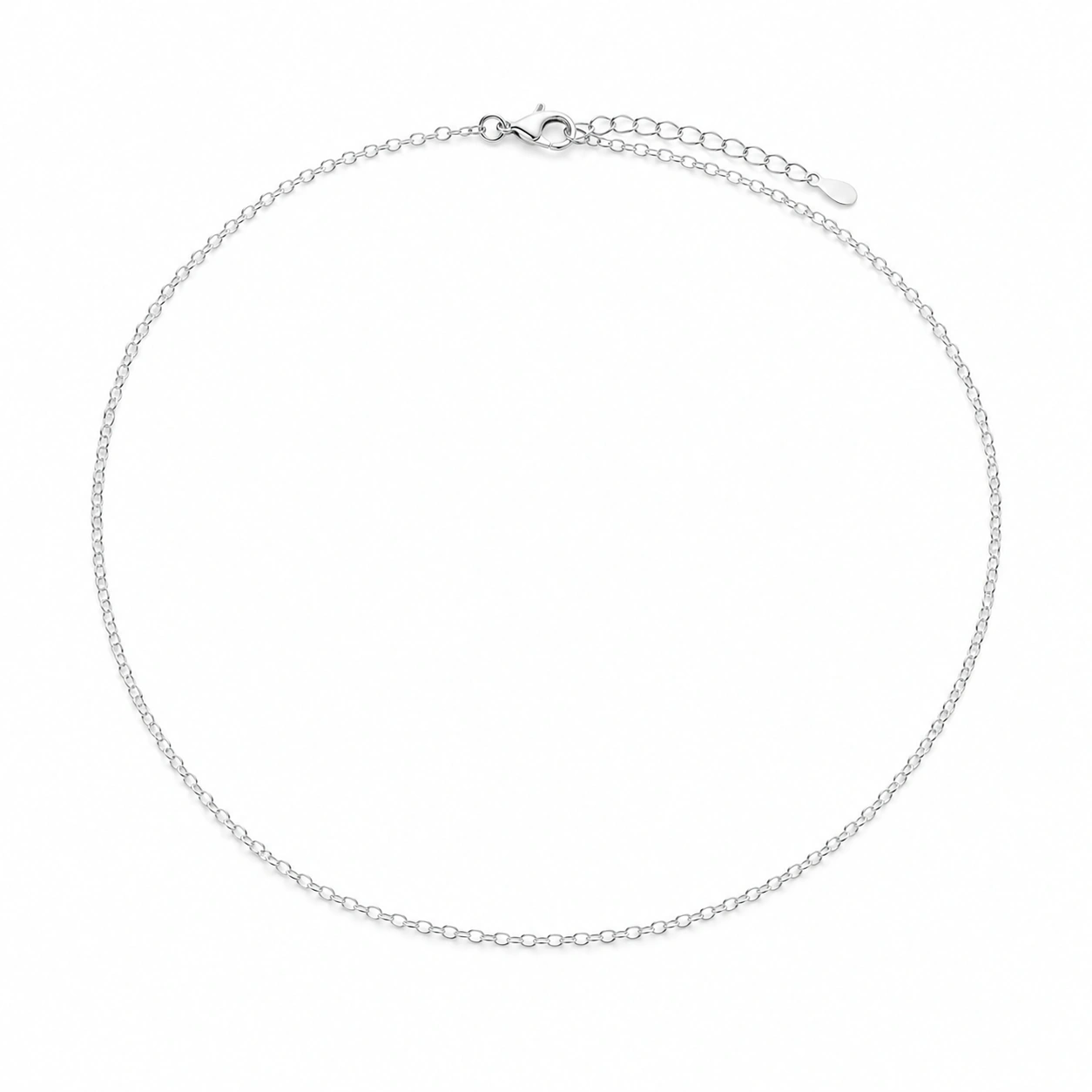 Verstellbare Silberkette 45 cm mit Karabinerverschluss-ecolivio