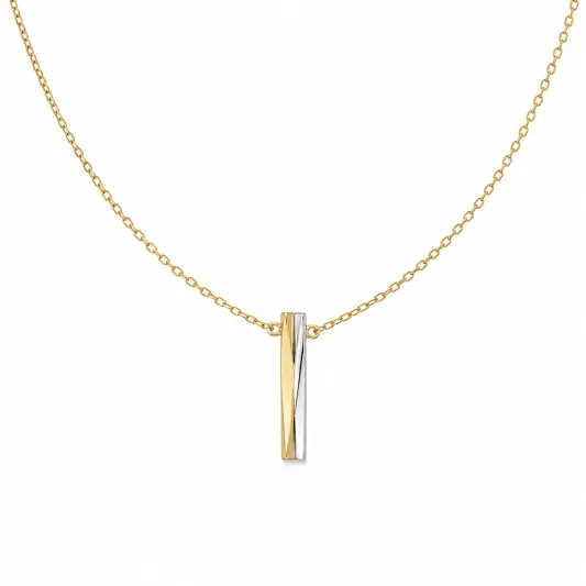 Moderne Halskette mit zweifarbigem Stabanhänger in Gold und Silber-ecolivio