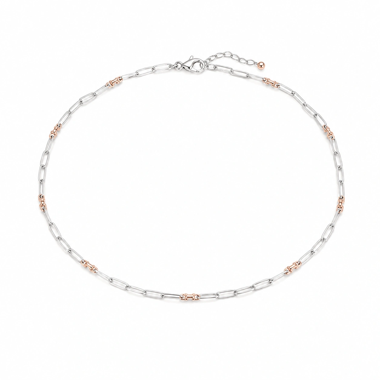 Feine Halskette in Silber mit Roségold-Akzenten, Verstellbar-ecolivio