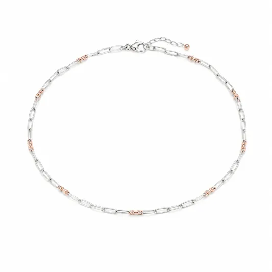 Feine Halskette in Silber mit Roségold-Akzenten, Verstellbar-ecolivio