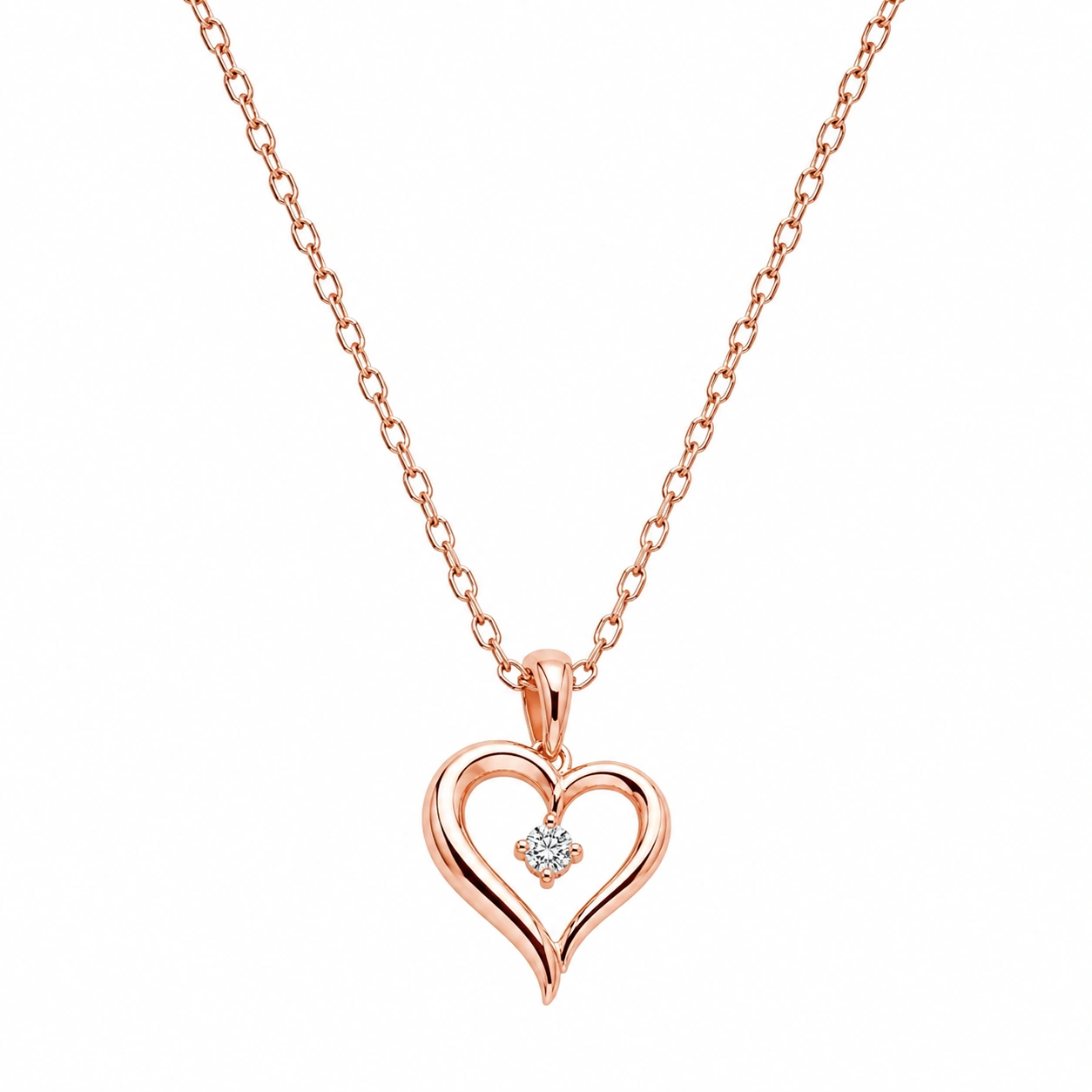Roségoldene Herzkette mit Zirkonia-Anhänger-ecoformia