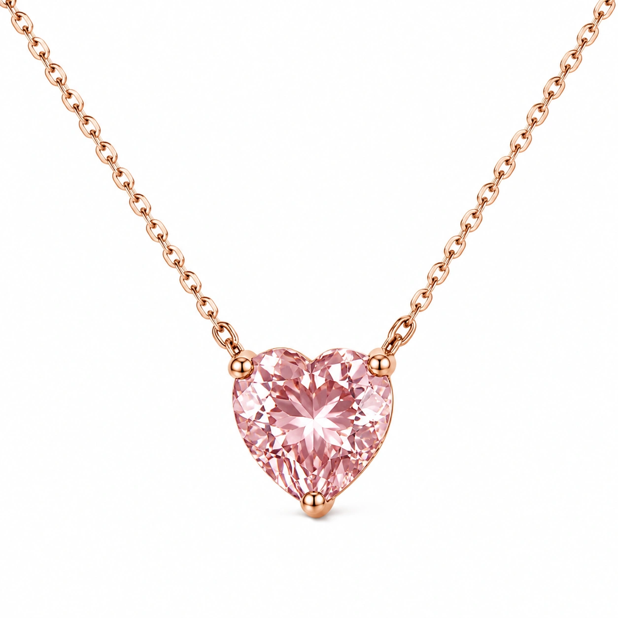 Herzanhänger Halskette in Roségold mit rosa Kristall-ecoformia