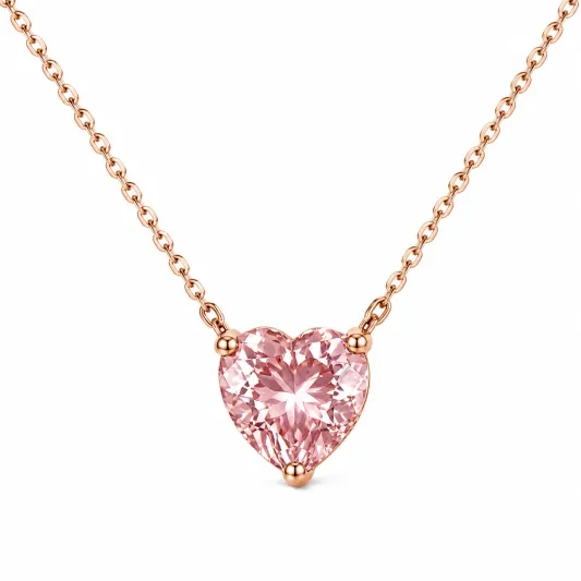 Herzanhänger Halskette in Roségold mit rosa Kristall-ecoformia