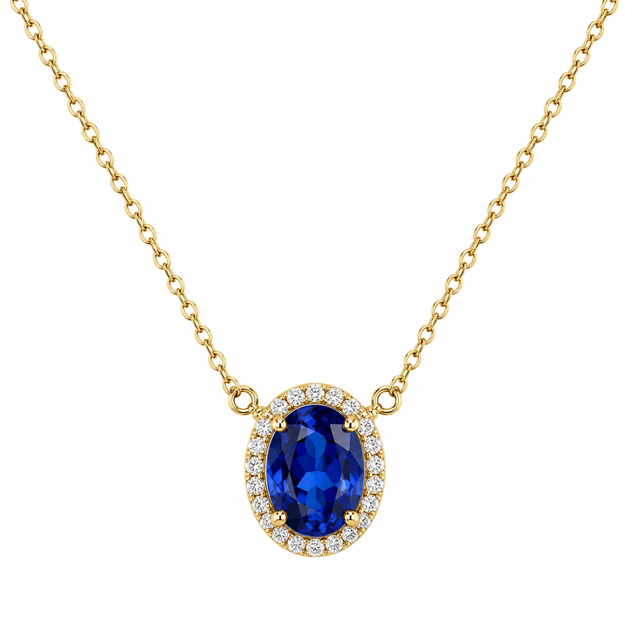 Elegante Blaue Zirkonia-Halskette mit Goldakzenten-ecoformia