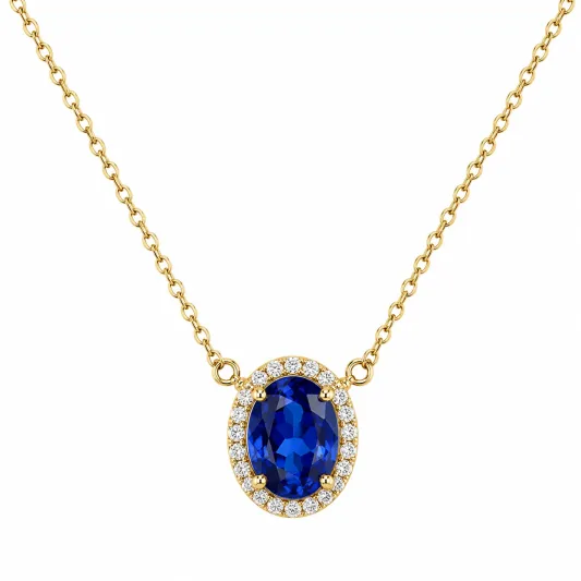 Elegante Blaue Zirkonia-Halskette mit Goldakzenten-ecoformia