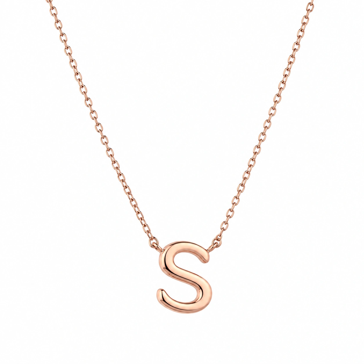 Roségold Halskette mit Buchstabenanhänger 'S'-ecoformia