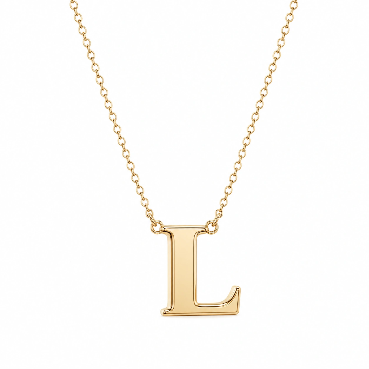 Goldene Halskette mit Buchstabe L Anhänger - 45cm-ecoformia