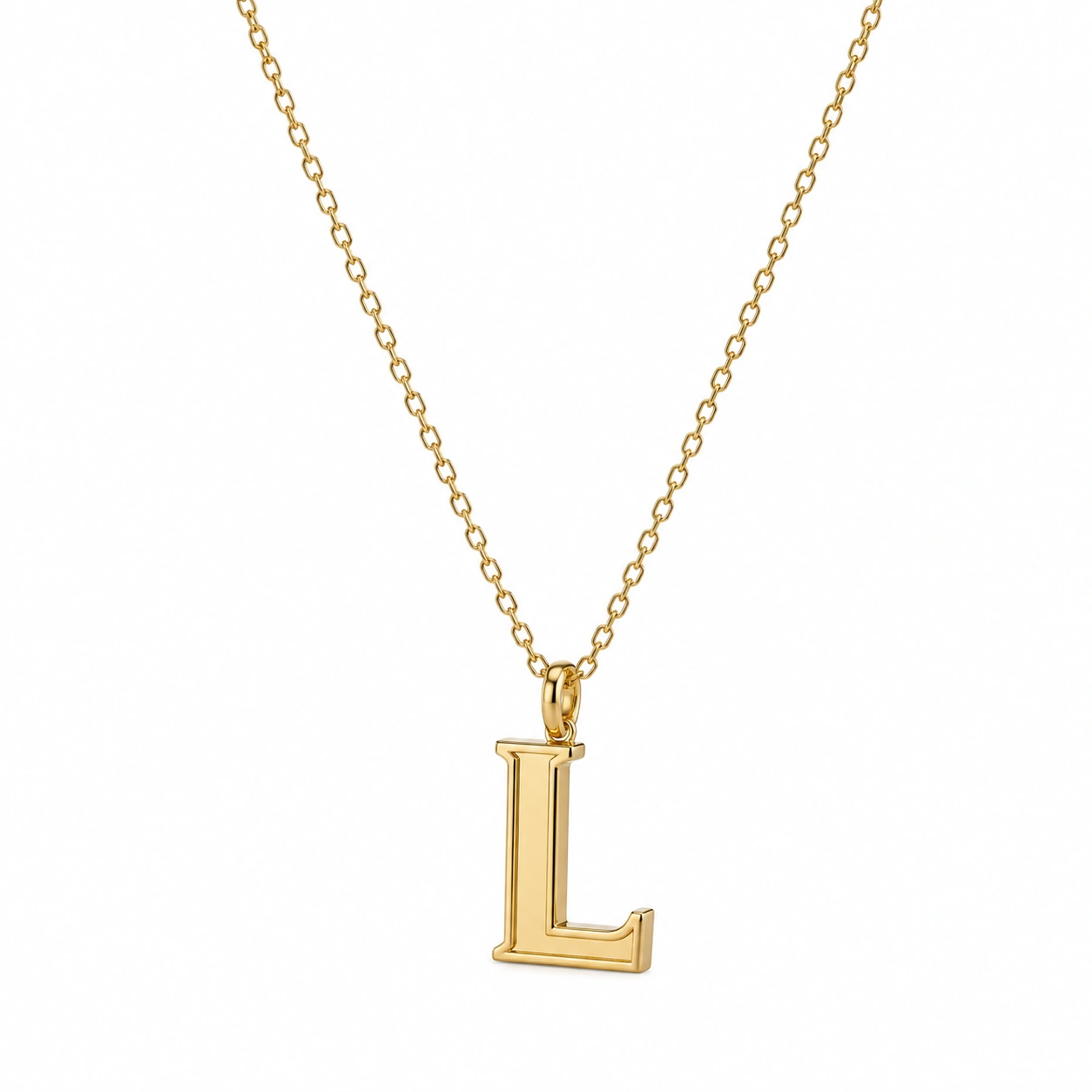 Goldene Halskette mit L-Buchstaben-Anhänger-ecoformia