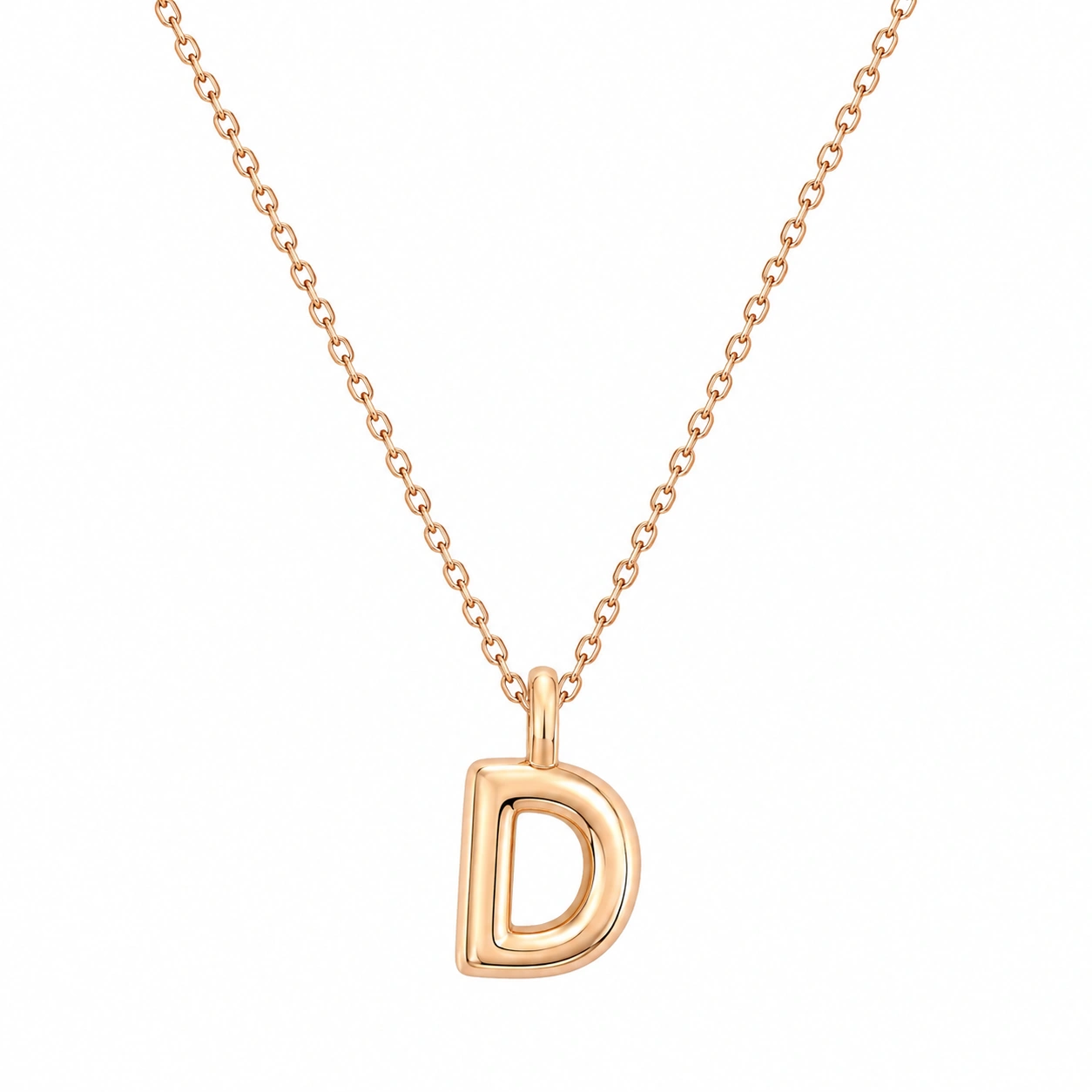 Buchstabenanhänger Kette D in Roségold Unisex 45 cm-ecoformia