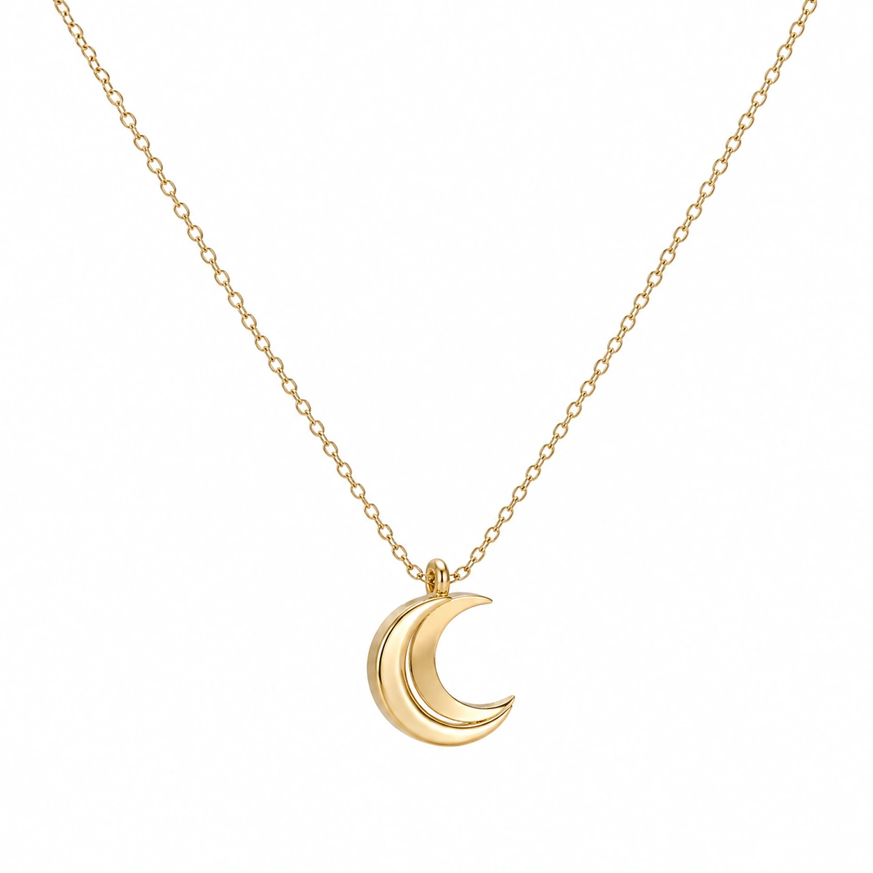 Goldene Halskette mit Mondanhänger, verstellbar, 45 cm-ecoformia
