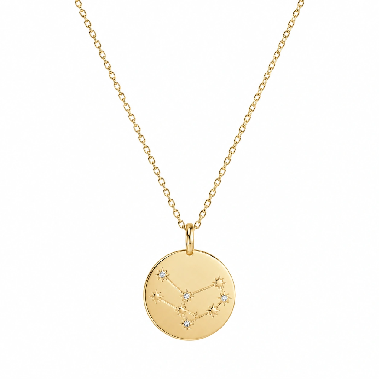 Goldene Halskette mit Sternbild Anhänger und Zirkonia - 2 cm-ecoformia