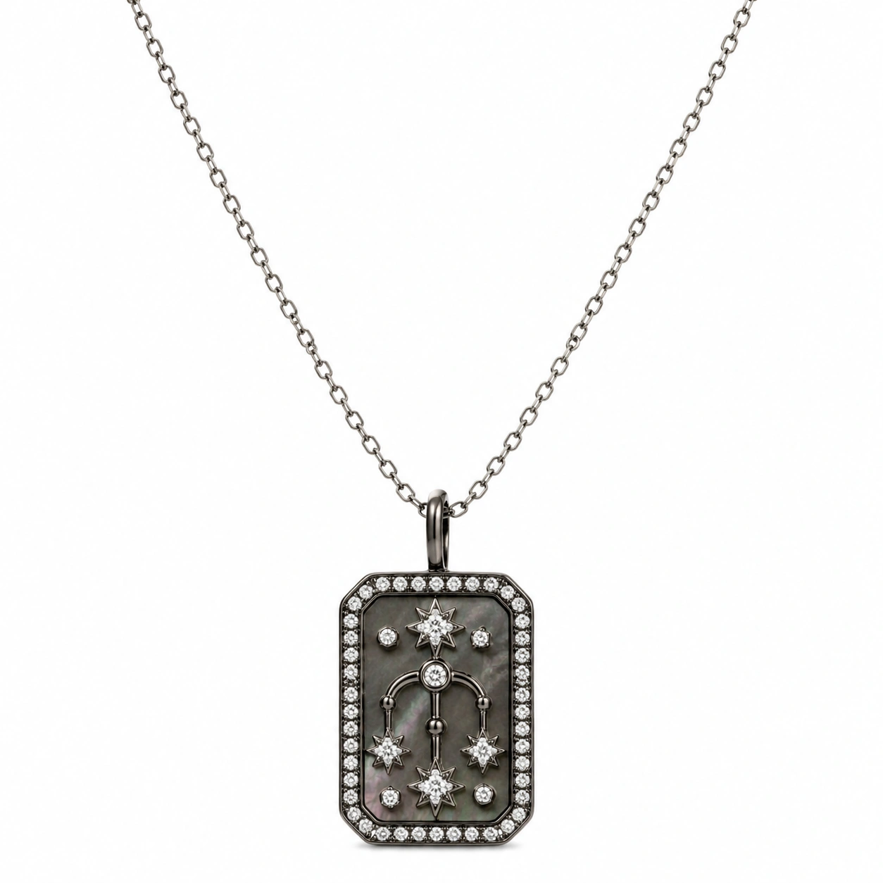 Silberne Sternbild-Halskette mit Diamanten-ecoformia