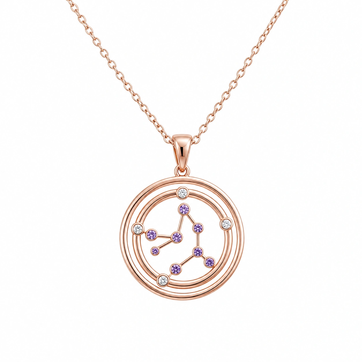 Halskette mit Roségold Sternbild-Anhänger in Lila und Weiß-ecoformia