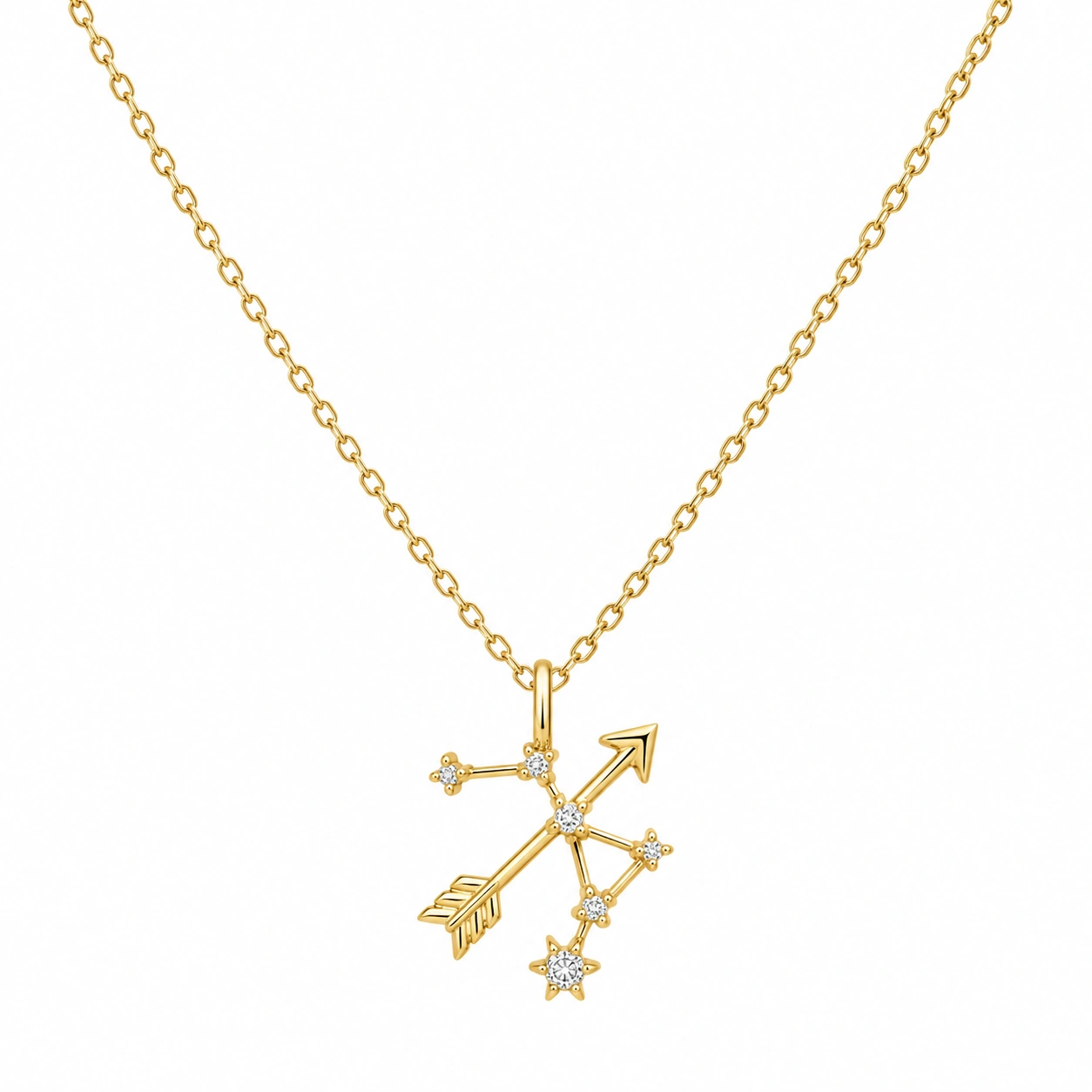Goldene Halskette mit Pfeil-Anhänger und Kristallen-ecoformia