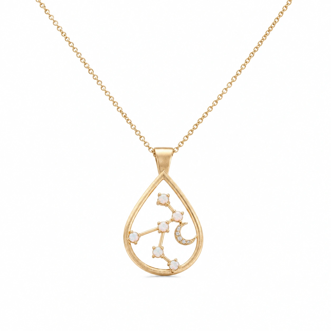 Goldene Halskette mit Tropfenförmigem Sternbild und Mondanhänger-ecoformia