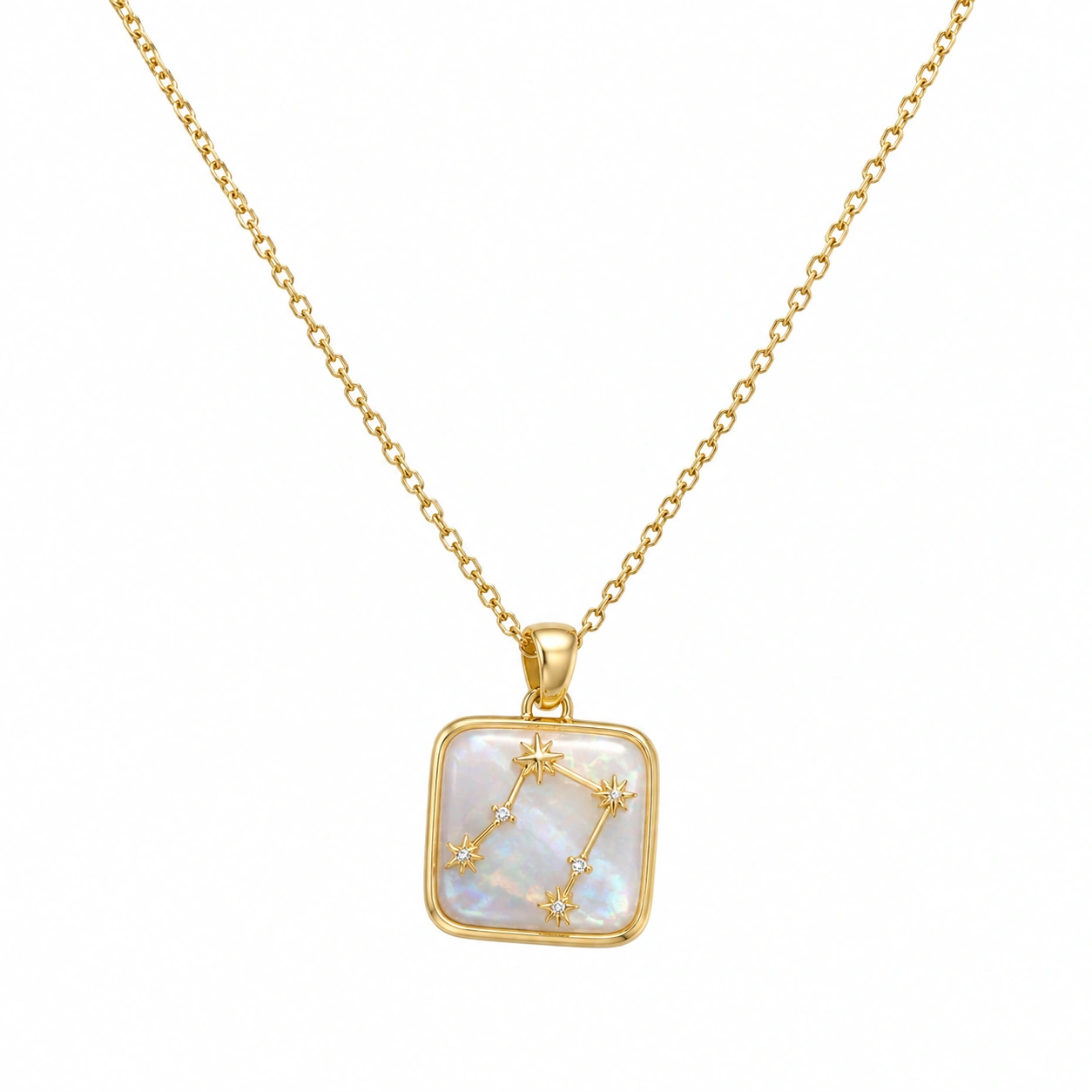 Halskette mit Sternbild-Anhänger in Gold und Weiß-ecoformia