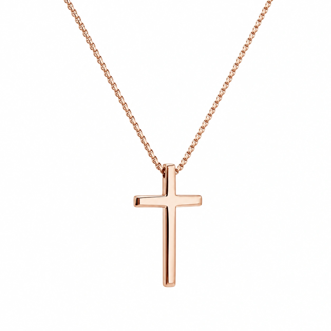 Minimalistische Kreuzanhänger Halskette in Roségold, 45 cm-ecoformia