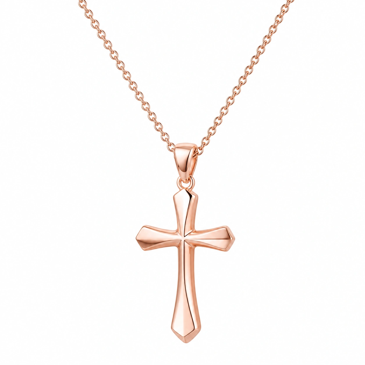 Kreuzanhänger Halskette in Roségold, 45cm-ecoformia