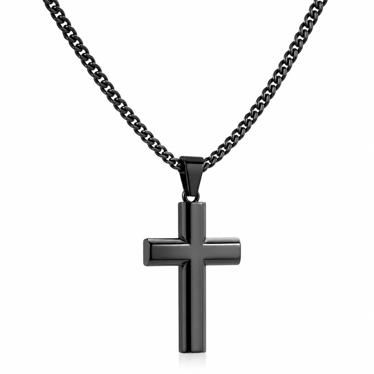 Moderne Kreuz-Halskette in Schwarz-ecoformia