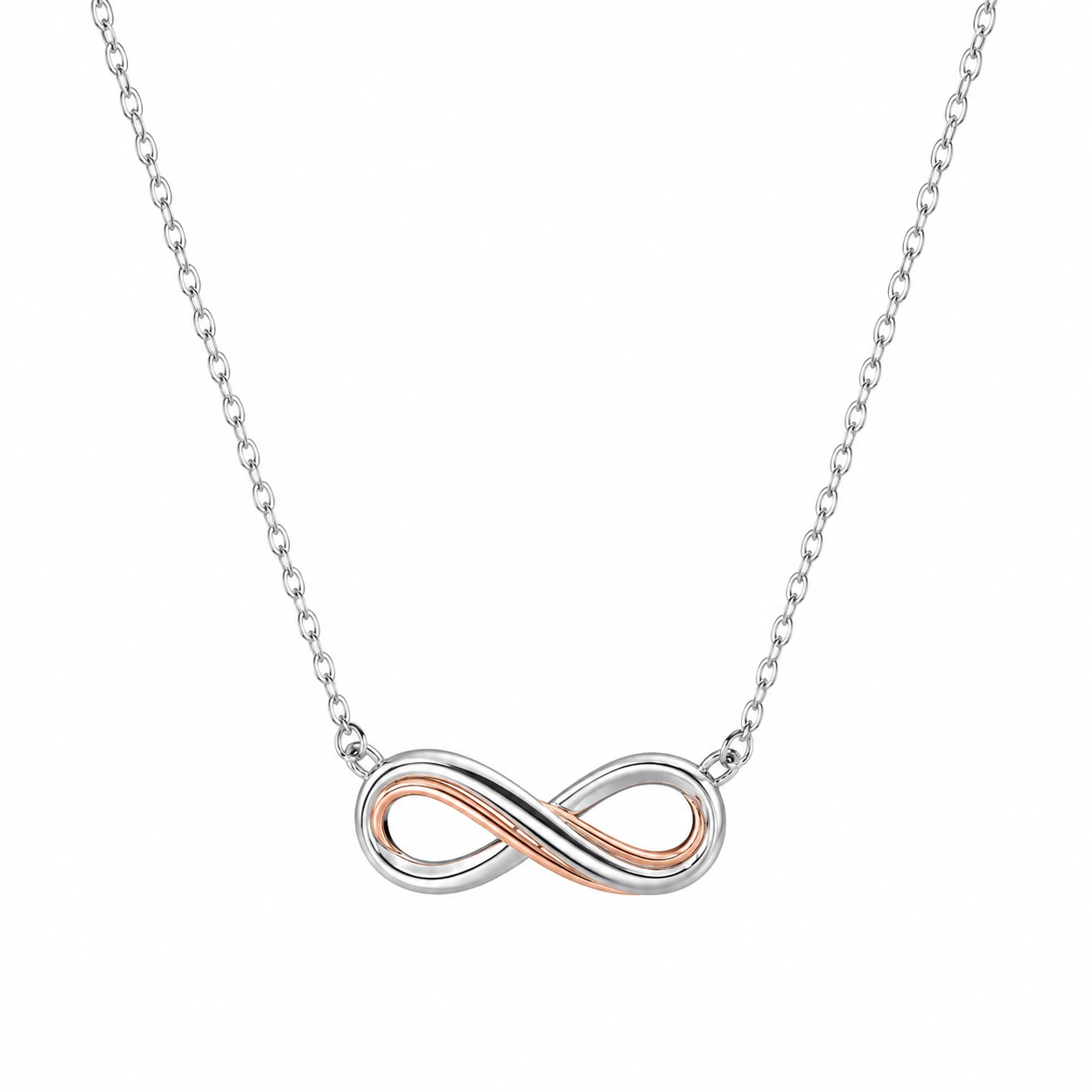Bicolor Unendlichkeit Halskette mit Anhänger Silber/Roségold-ecoformia