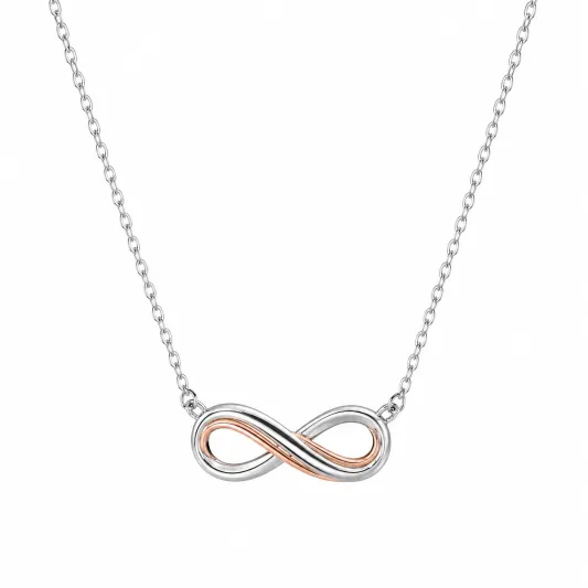 Bicolor Unendlichkeit Halskette mit Anhänger Silber/Roségold-ecoformia