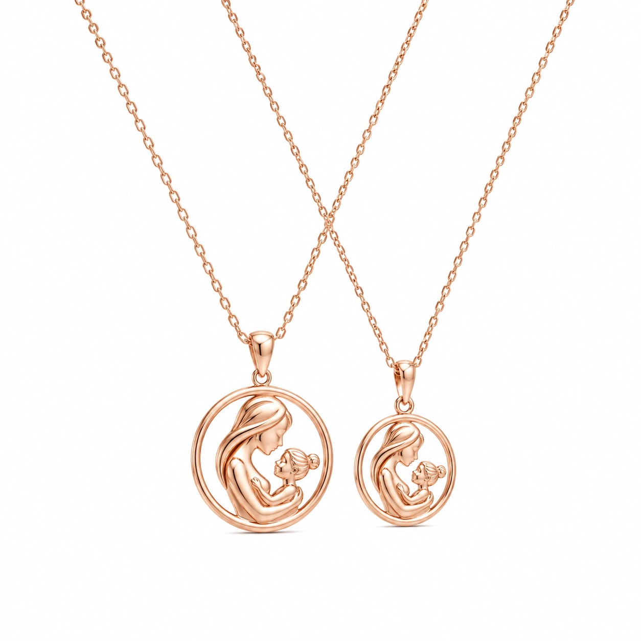 Roségold Mutter-Tochter Halskette Set mit Symbolanhänger-ecoformia