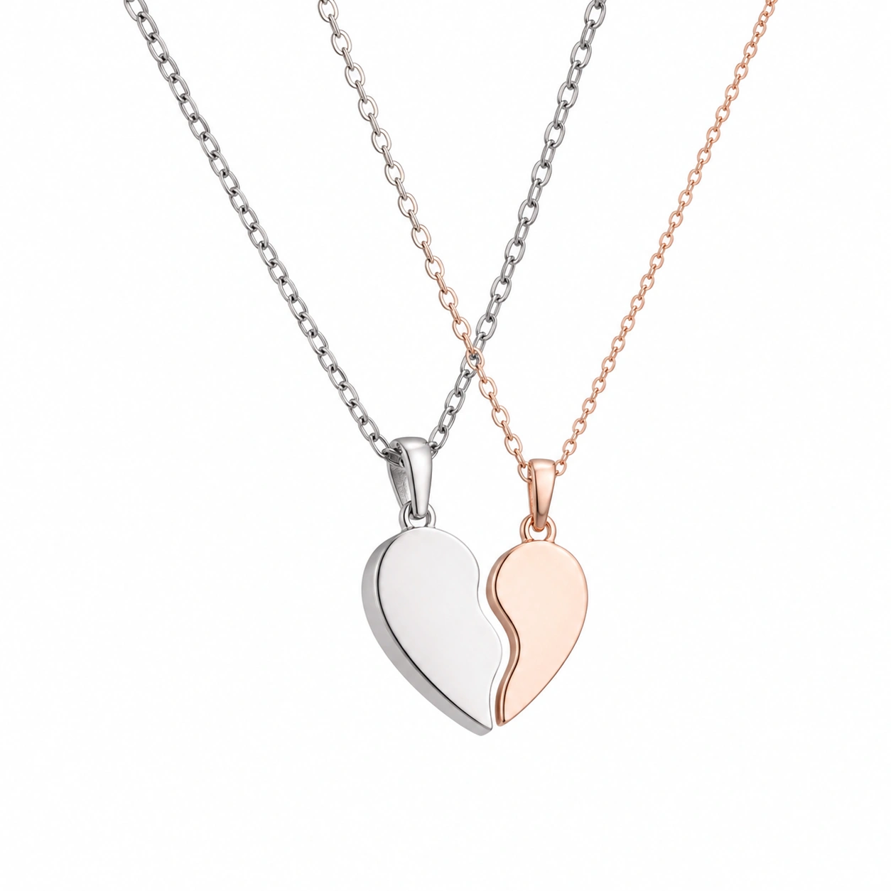 Herzanhänger Kette Set Silber und Roségold-ecoformia