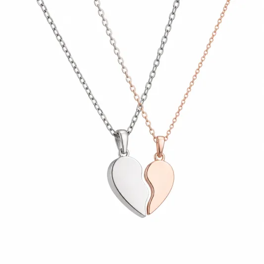 Herzanhänger Kette Set Silber und Roségold-ecoformia