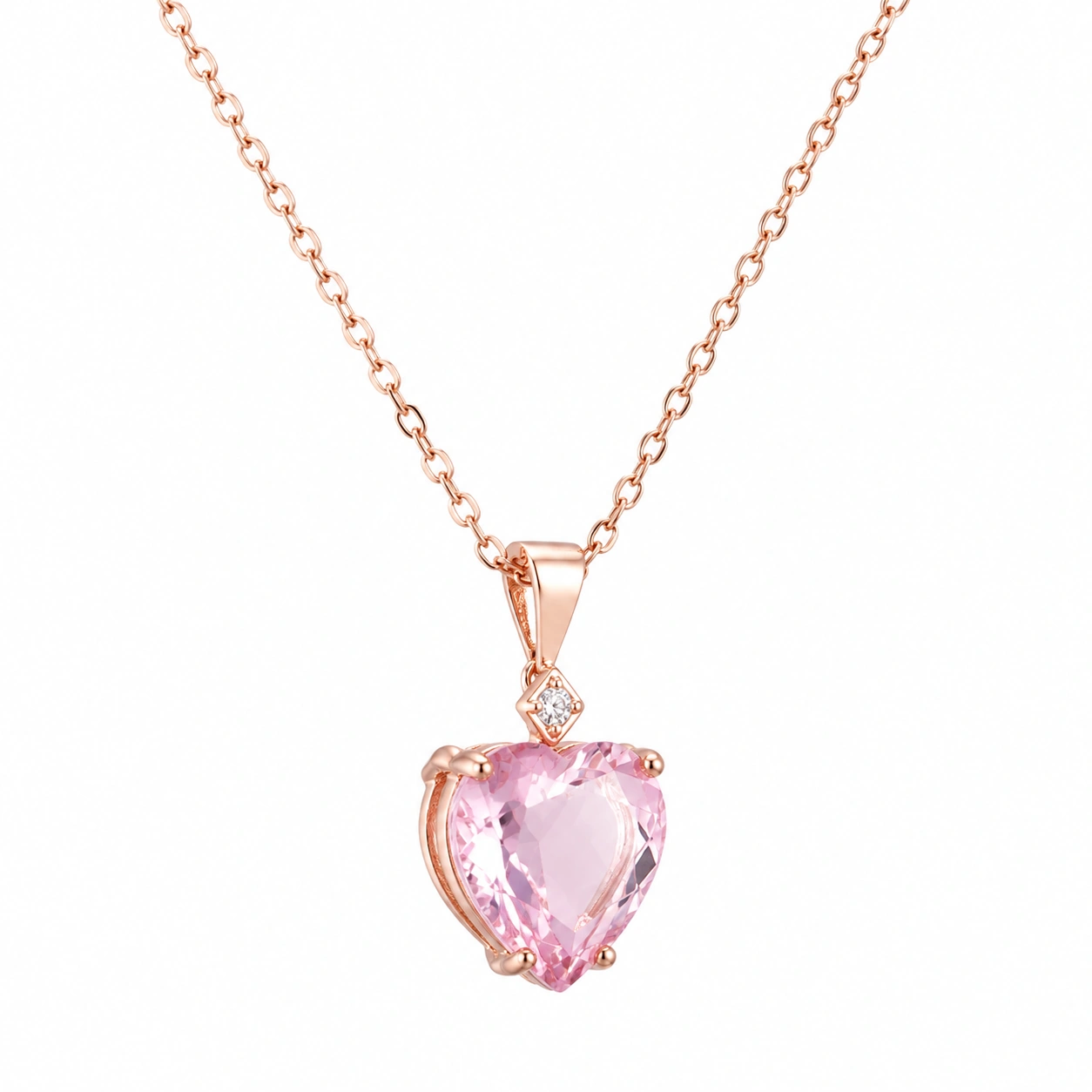 Herzanhänger Halskette in Rosa und Roségold-ecoformia