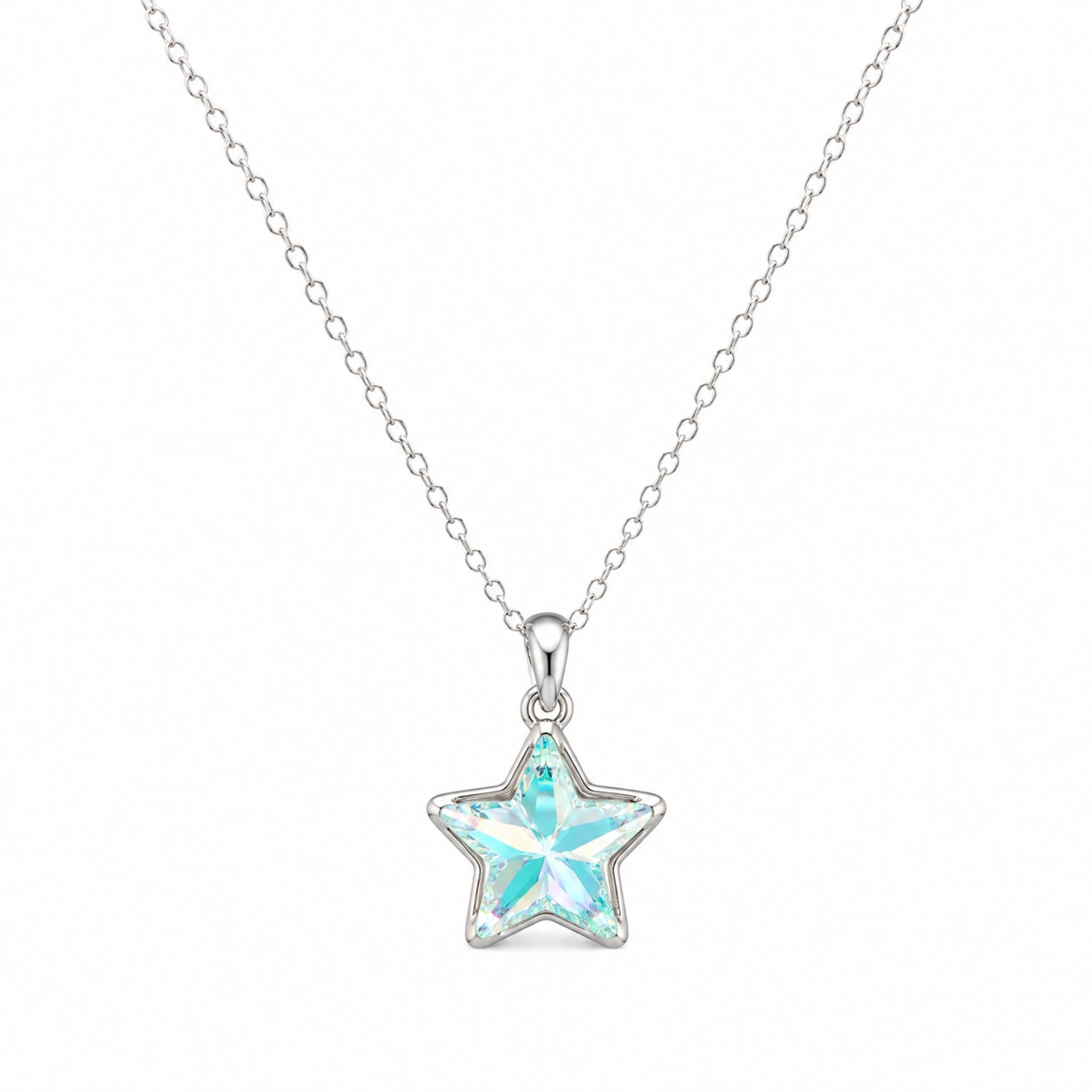 Halskette mit Sternanhänger in Silber mit Blauem Kristall-ecoformia