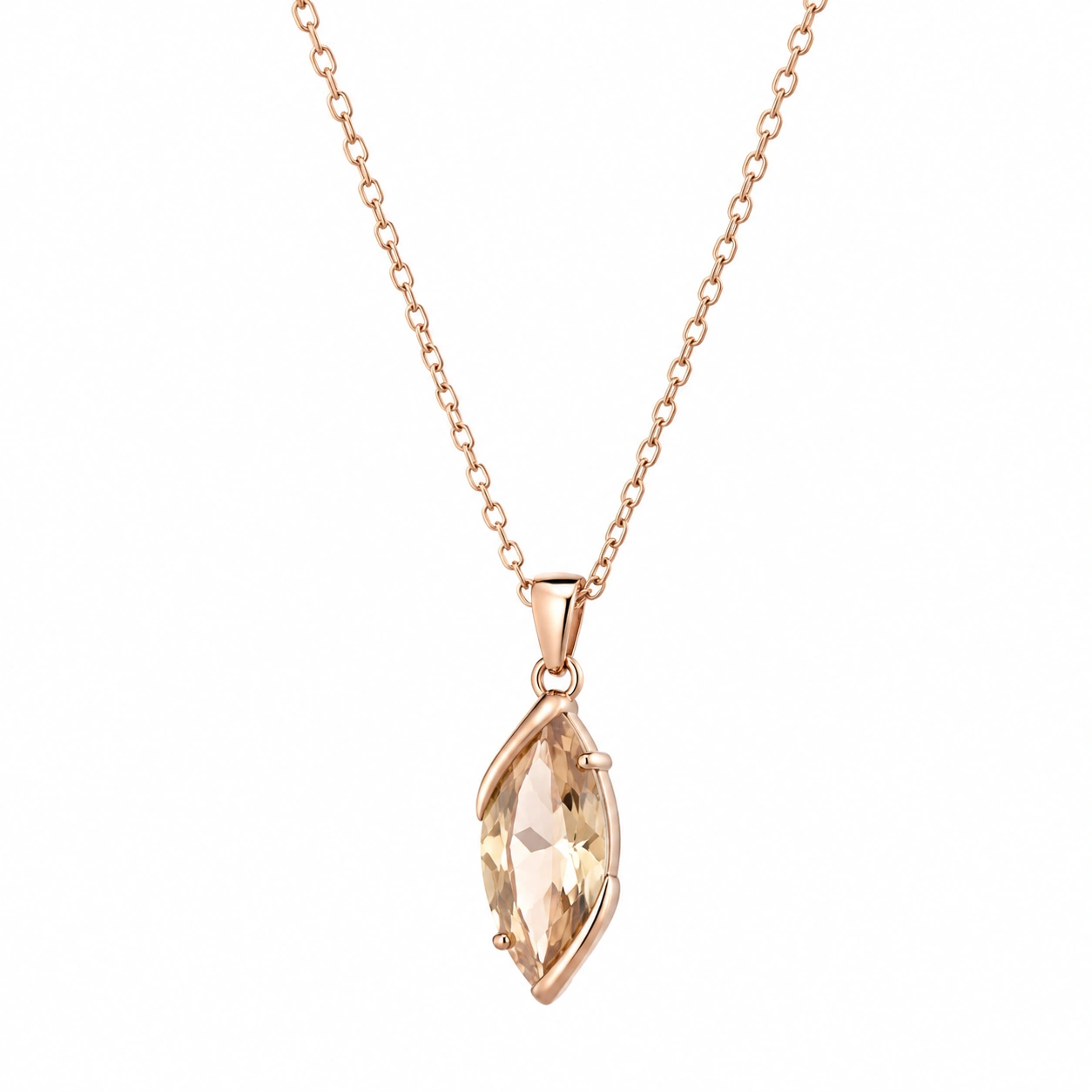 Roségold Halskette mit Marquise-förmigem Anhänger und Edelstein-ecoformia