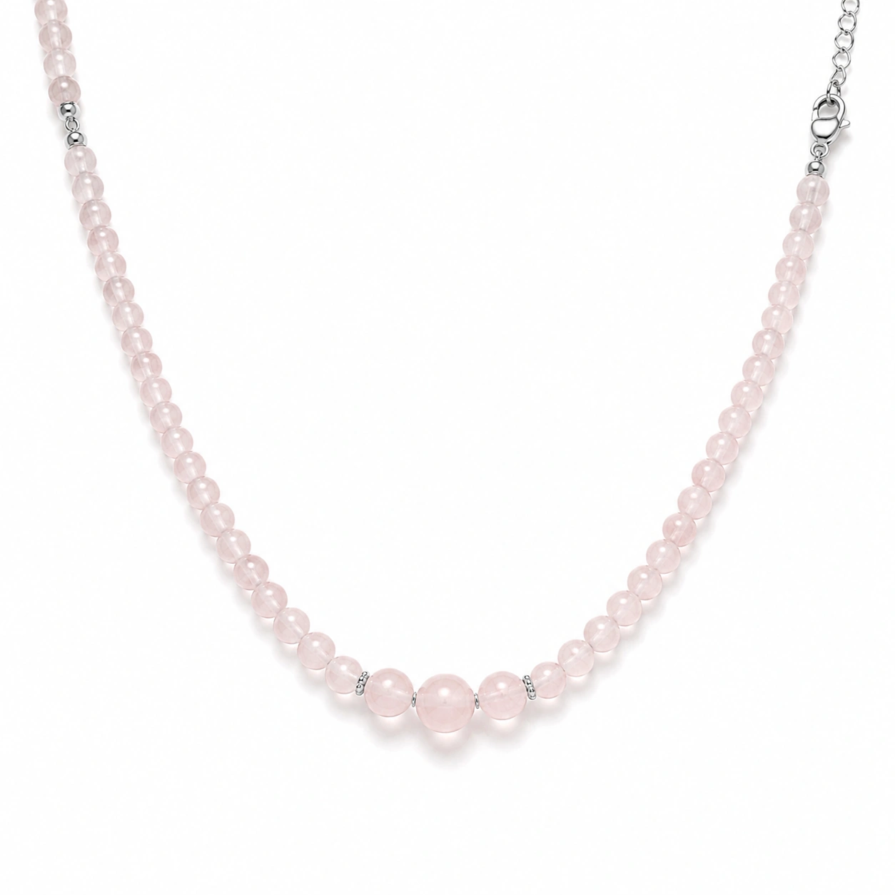 Elegante Halskette aus Rosenquarz, verstellbar, Rosa, 45cm-ecoformia