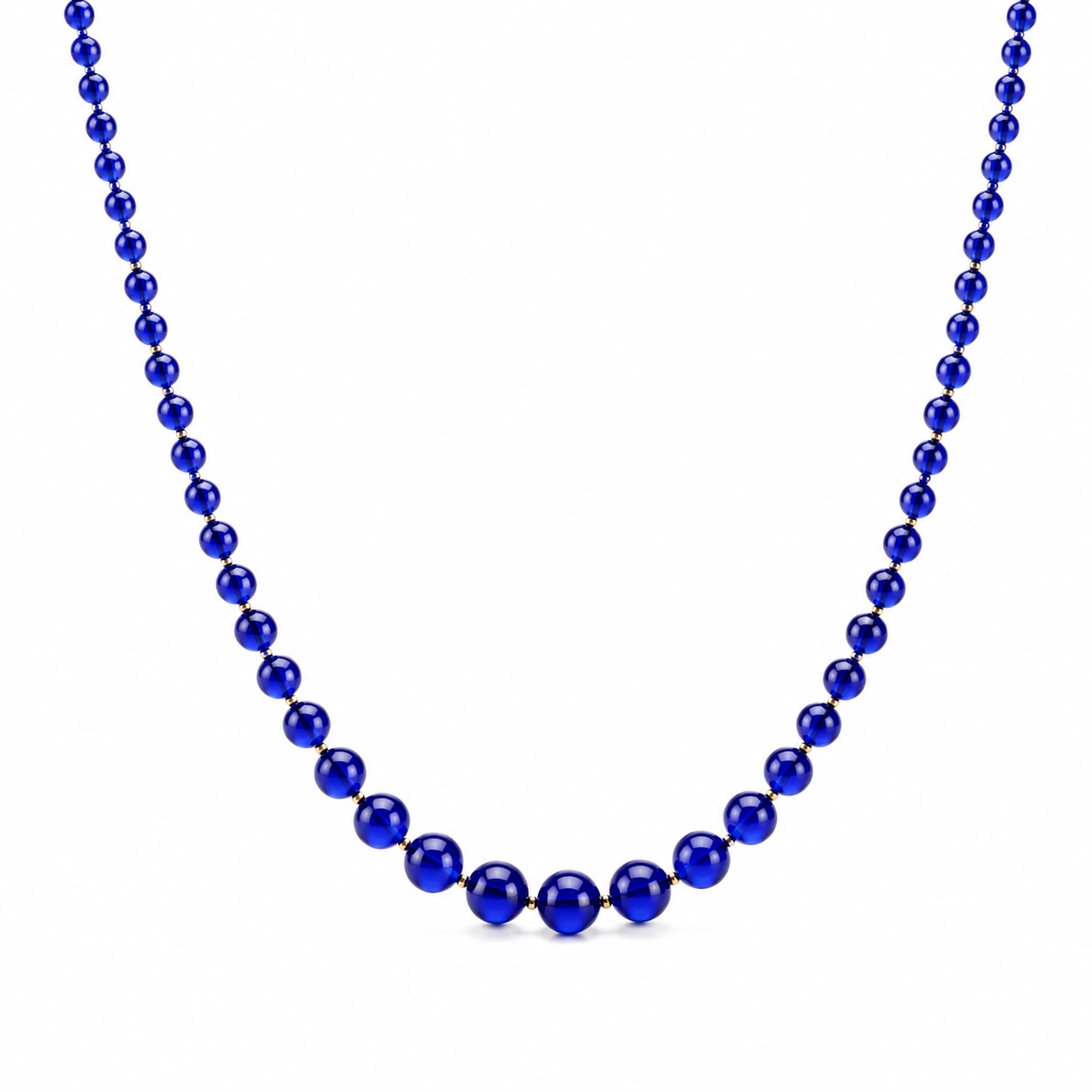 Klassische blaue Glasperlenkette 60 cm-ecoformia
